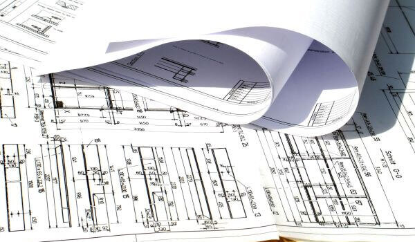 Photo of technical design drawings